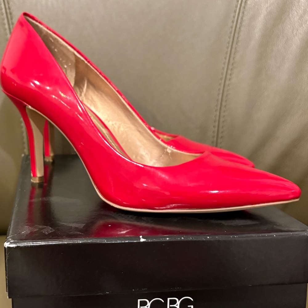 BCBG Gaminkha Candy Red Patent Pump Heels 8.5 M